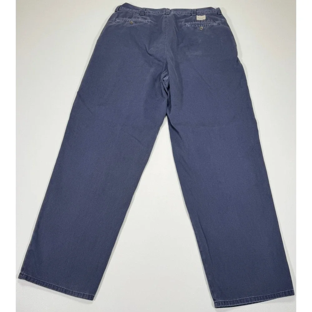 VTG Polo Ralph Lauren Chino Pants Mens 35x32 Navy Blue Faded Relaxed 90s USA